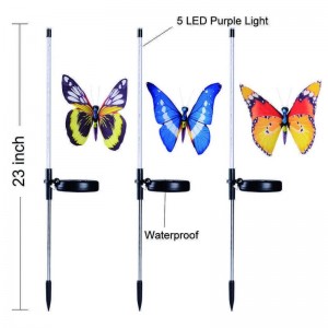 Multi-Color Changing LED Garden Solar Lights Fiber Optic Butterfly Dekorativa Lights Garden Solar Stake Lights