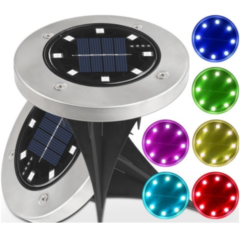 Vattentät 8 LED IP65 Solar Powered Under-Ground Park Lampa Utomhus Lawn Pathway Garden LED Solar markljus med induktion