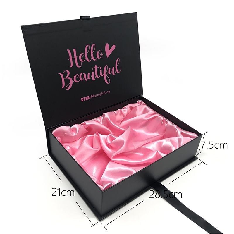 Hårbuntar Förpackning Box Extension Väskor med satin Human Weave Hair Presentförvaringslåda med bandlåsning för peruktillbehör