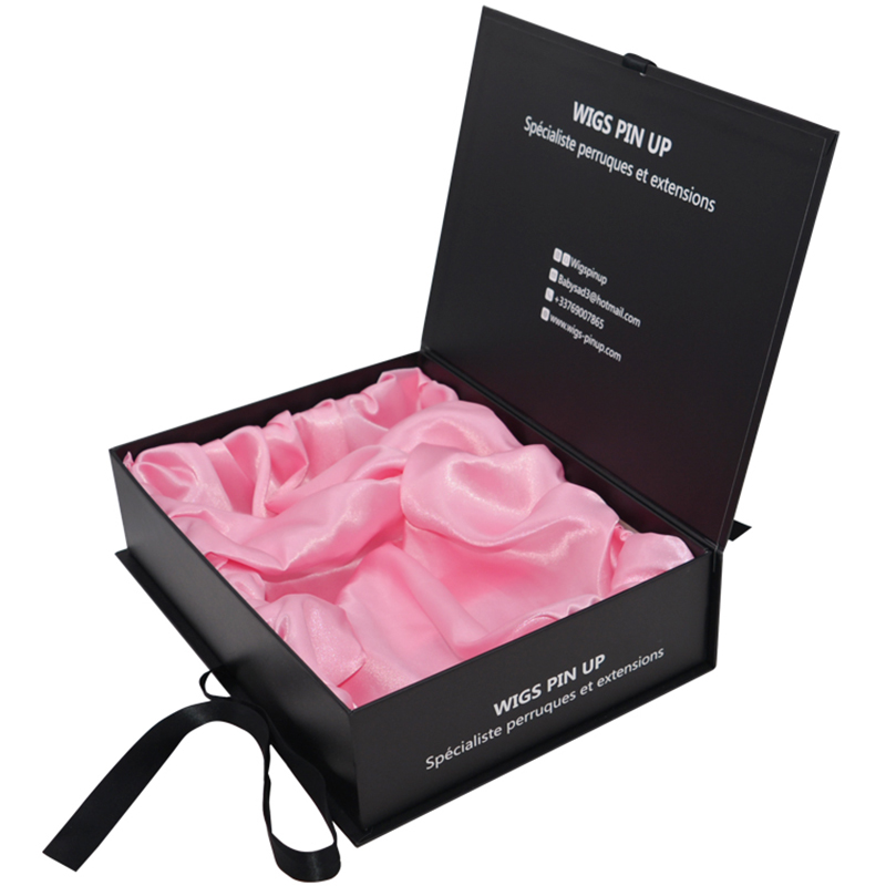 Hårbuntar Förpackning Box Extension Väskor med satin Human Weave Hair Presentförvaringslåda med bandlåsning för peruktillbehör