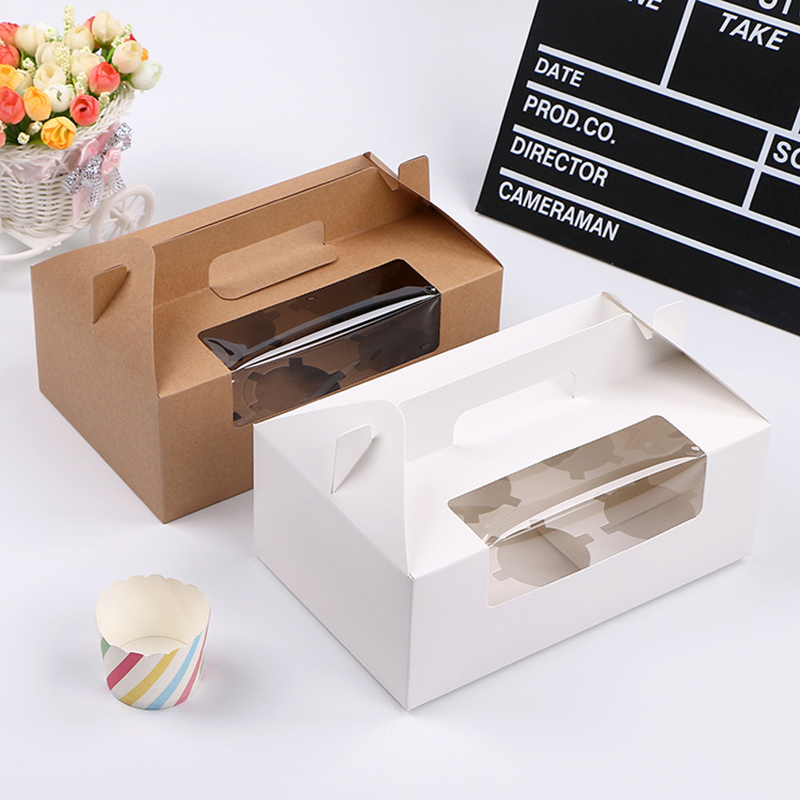 Fancy Cupcake Box 6 behållare för tårta matpaket