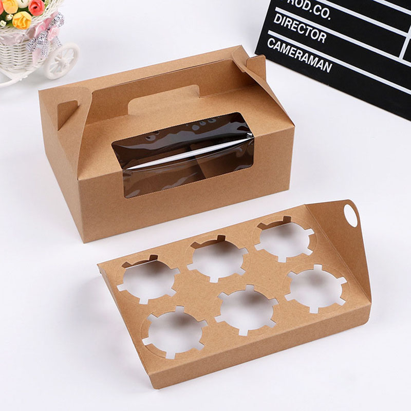 Fancy Cupcake Box 6 behållare för tårta matpaket