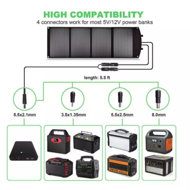 Portable Folding Solar Panel Laddare 60W 18V för camping mobiltelefon laddning