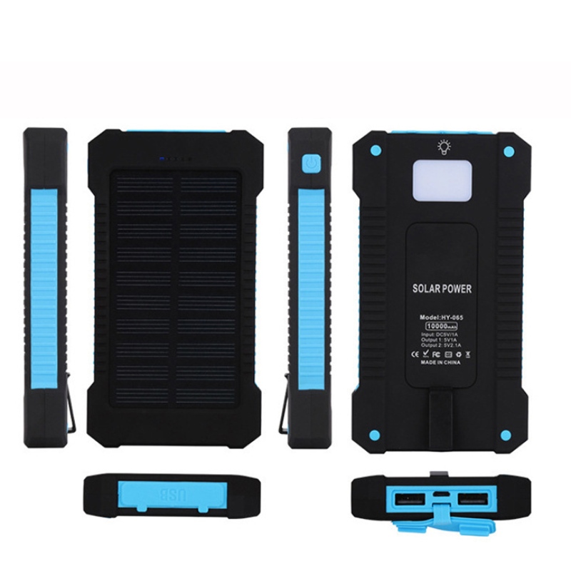 Solar Power Bank Dual USB Power Bank 20000mAh Vattentät Batteriladdare Extern bärbar solpanel med LED-ljus