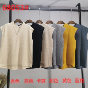 Tidvatten Fashion Simple Leisure Joker Basic Stickning Small V-Neck Vest 68053#