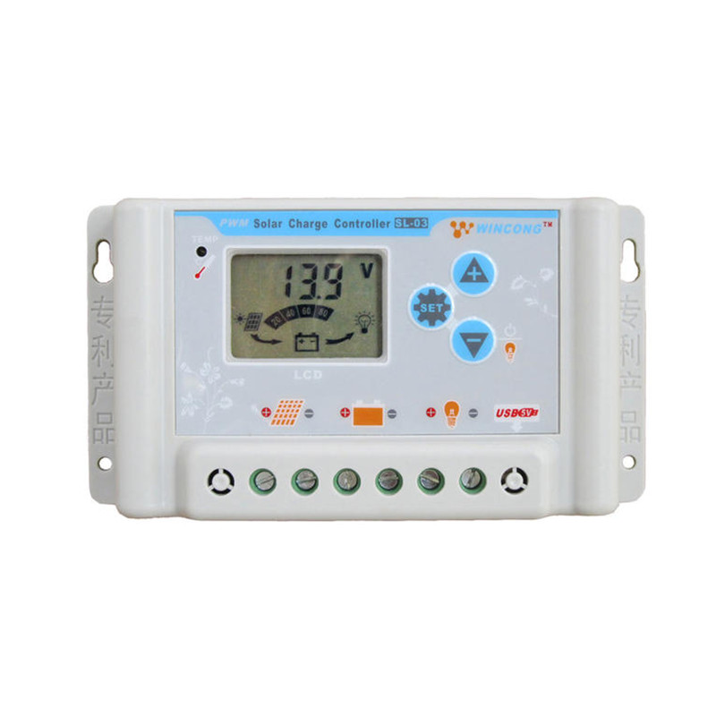 PWM 12V 24V 20A 30A Solar Charger Controller 5V USB LCD-skärm för intervall solpanelregulator