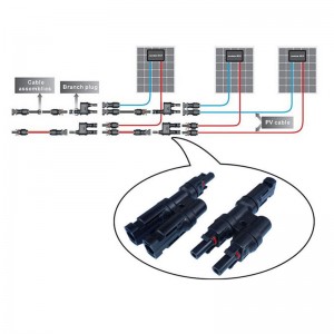 2 TO1 SOLAR CONNECTOR Multiple T Branch Photovoltaic Connector för solpanelanslutning Man och Kvinna Connector