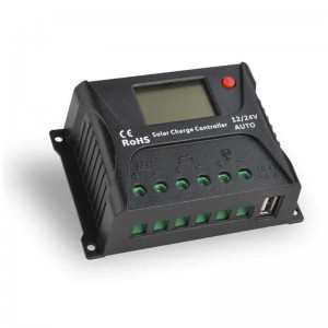 SRNE PWM SOLAR OFF-GRID CHARGE CONTROLLER 12V/24V 10A 20A LCD Max 55V för solpanel bly-syra litium batteri system