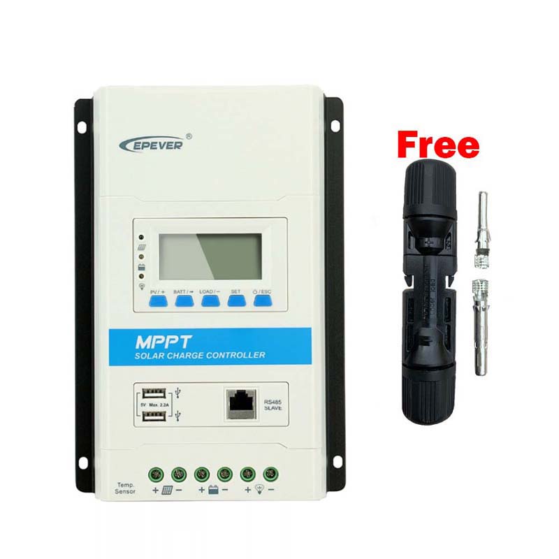 Epever 40a 30a 20a 10a Modular MPPT Solar Charge Controller 12V24VDC MAX.100V PV-ingång LCD-skärmregulatorstyrenhet