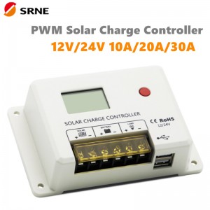 Ny Srne PWM 10A 20a 30a Solar Charge Controller 12V 24V Auto LCD Display Dual USB 5V/2A Port för bly-sur litiumbatteri
