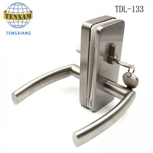 Kommersiell ramlös glasdörr låser kroklås med knopp