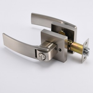 S7811 Satin Nickeldörrhandtag med lås ochnyckel,nycklad ingångsdörrlå