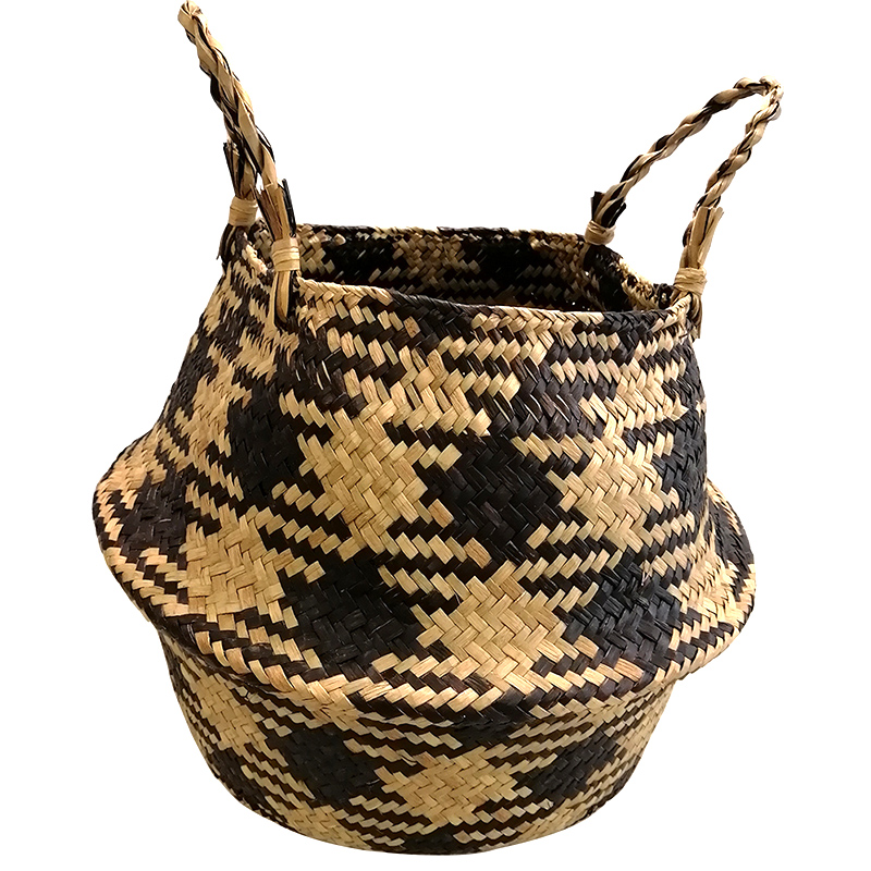 Handgjorda Tång Förvaring Korg Korg Rattan Grass Garden Flowerpot Collar Pattern Flowerpot Basket