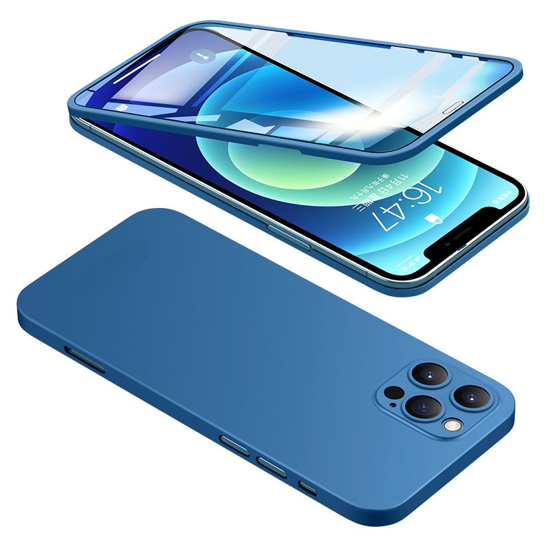 Nyaste 360 ​​Fullständig telefonväska med skärmskydd Integrerad skärmdäck Glasfilm för iPhone 12 Pro Max
