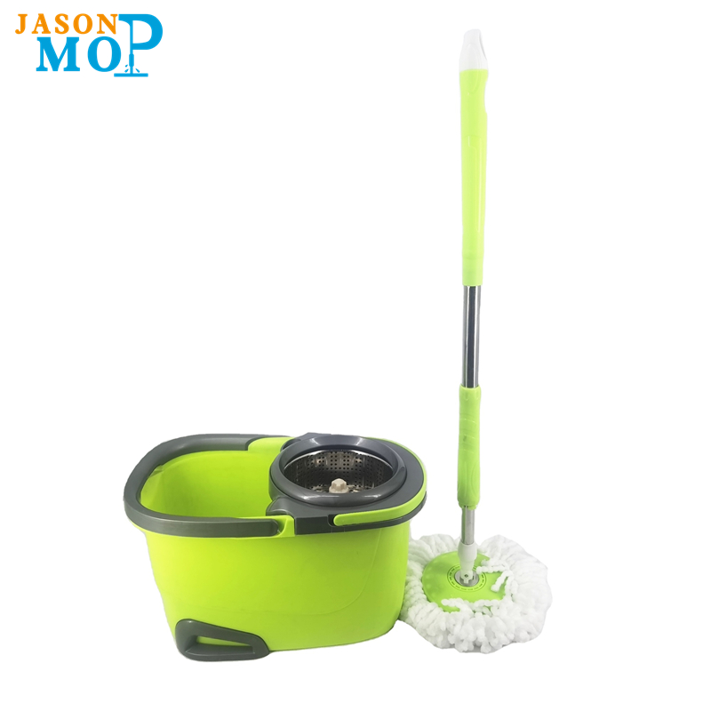 Kram hand Free Spin Mop hink med rostfritt stål sträckbart handtag våt torr golv rengöring 360 roterbara huvuden