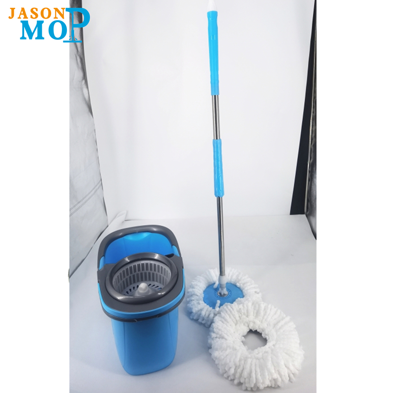 Kram hand Free Spin Mop hink med rostfritt stål sträckbart handtag våt torr golv rengöring 360 roterbara huvuden