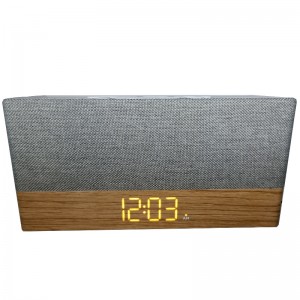 FB-CR320 High-end Wooden Bluetooth Clock Radio Speaker W/Fabric Grill