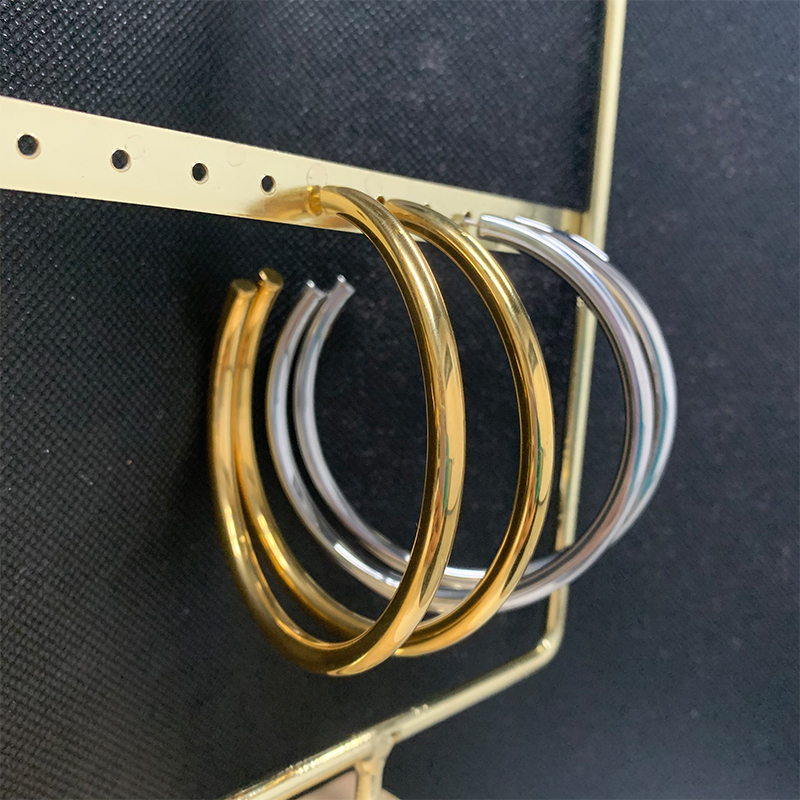 Rostfritt stål guldpläterade modehopp örhängen