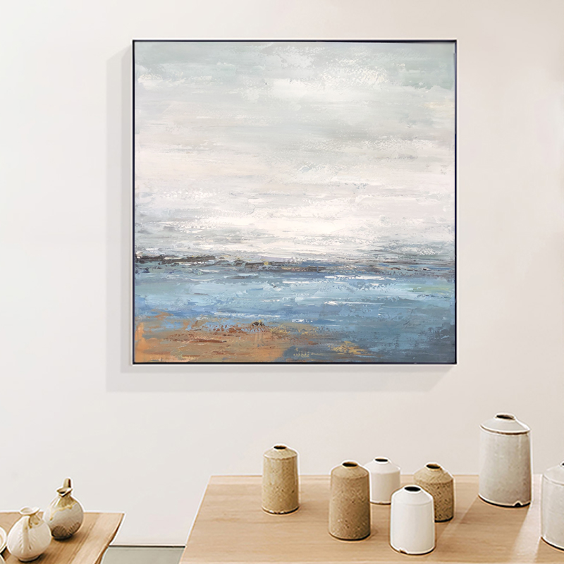 Seascape ren handgjord abstrakt konstverk inramad akrylmålning vägg dekoration kanfas oljemålning för vardagsrum