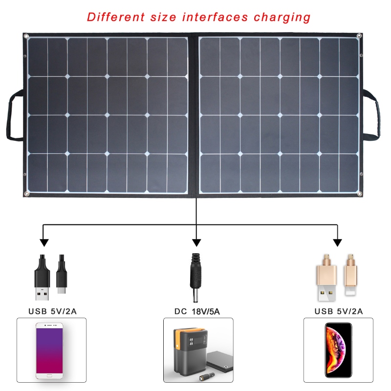 40W 60W 80W 100W 120W 150W 200W Portable Sunpower Foldbar Solpanel Laddare för kraftverk