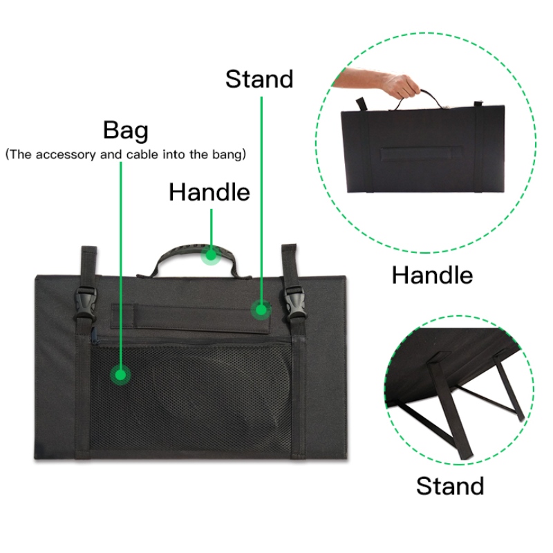 Högeffektiv Solar Foldbar Solpanel Folding Bag Portable 60W 100W 200W 120W Folding Solar Panel