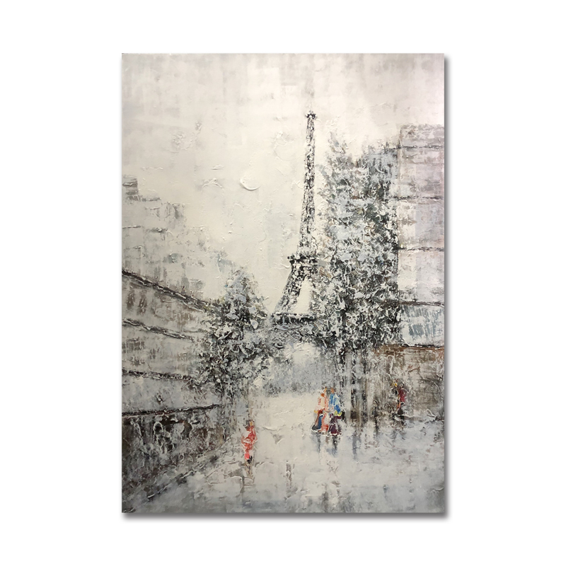 Ny produkt handmålade konstverk modern abstrakt stil vägg Eiffel landskap dekoration oljemålning