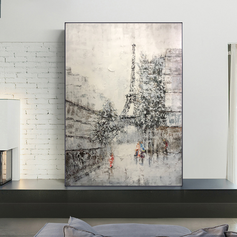 Ny produkt handmålade konstverk modern abstrakt stil vägg Eiffel landskap dekoration oljemålning