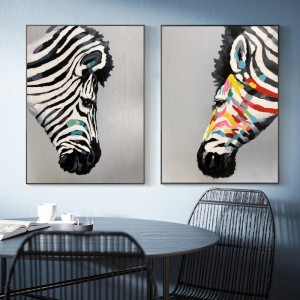 Partihandel Högkvalitativ ren handmålad kanfasmålning Familjens djurkonst oljemålning