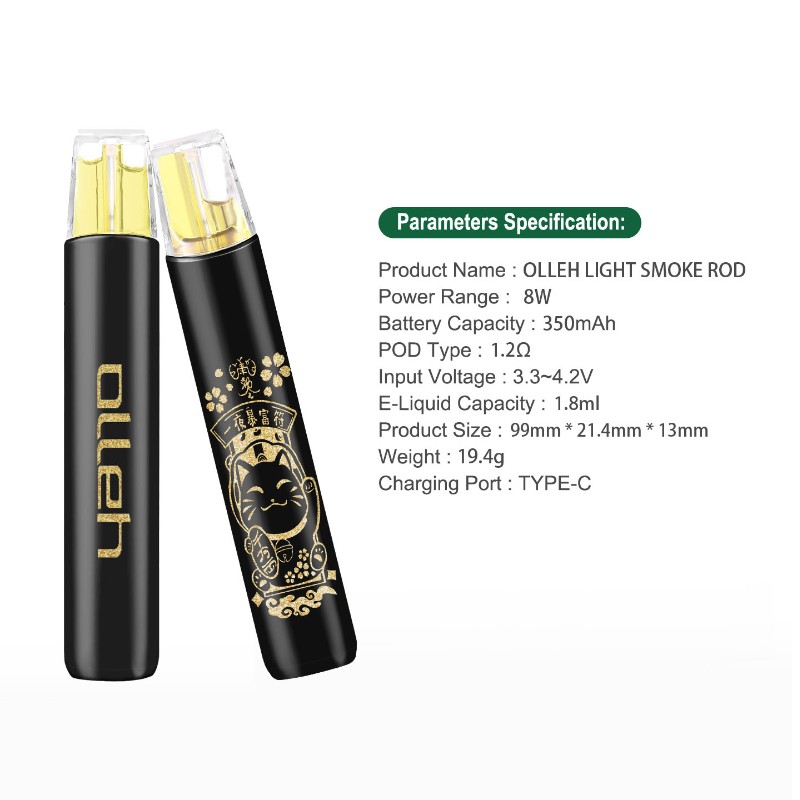Autentisk Engångs VaMes Kit Cigarette 1.8ML POD 350MAH Batteri