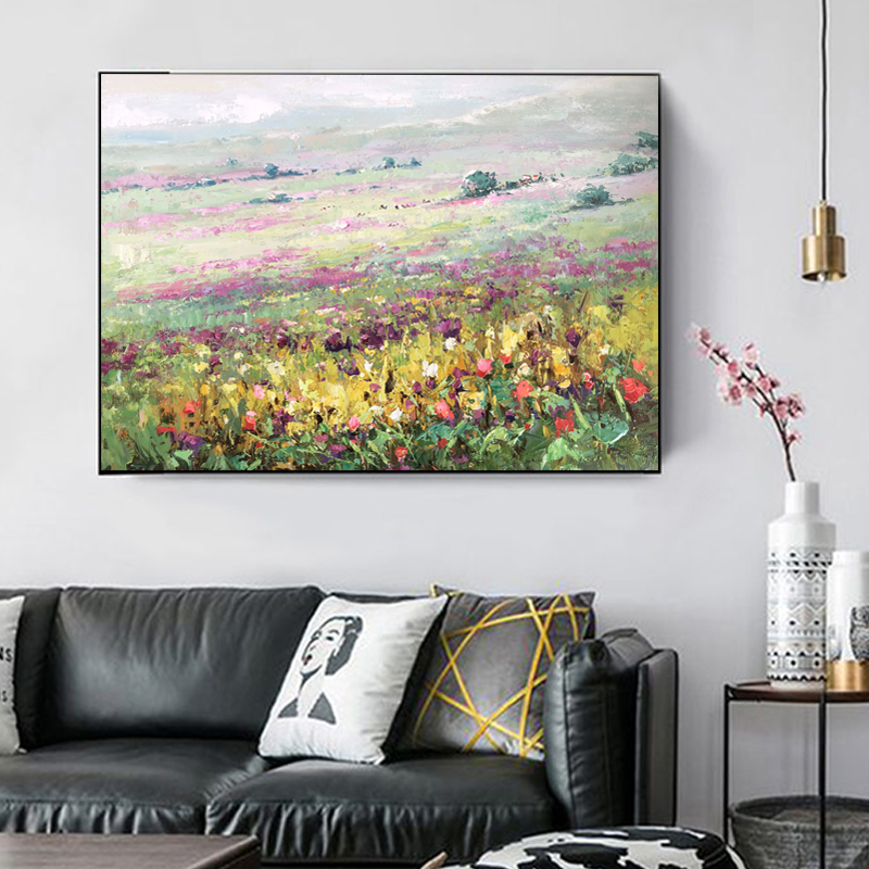 Modern vägg dekoration målning abstrakt handgjordnaturlandskap blomma oljemålning hemvägg konst till salu