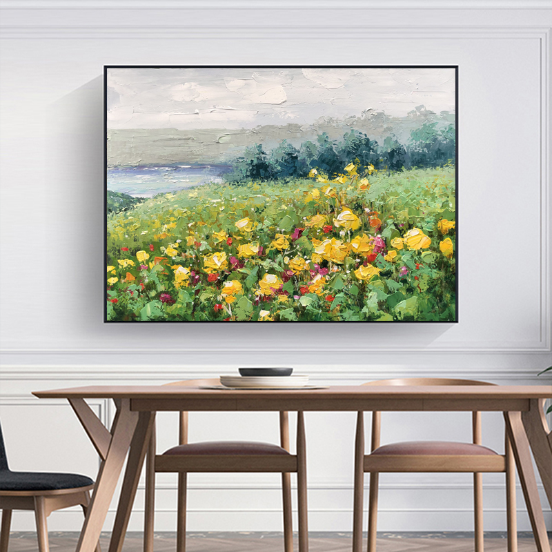 Moderna blommor vägg dekoration målning abstrakt handgjordnaturlig pastoral landskap oljemålning