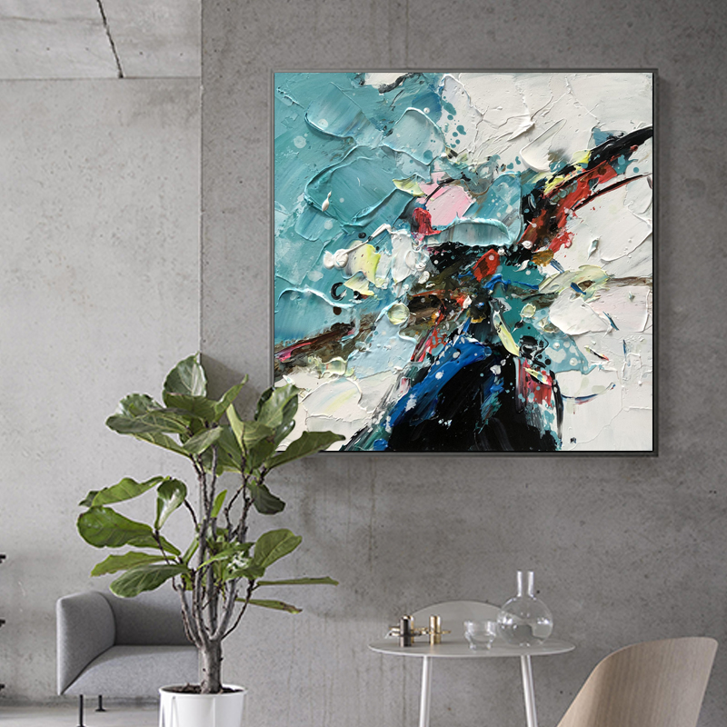 Contemporary Hotel Hand Canvas Abstrakt bild Oljemålningar Väggkonst Inredning för vardagsrum Dekorativ minimalistisk målning