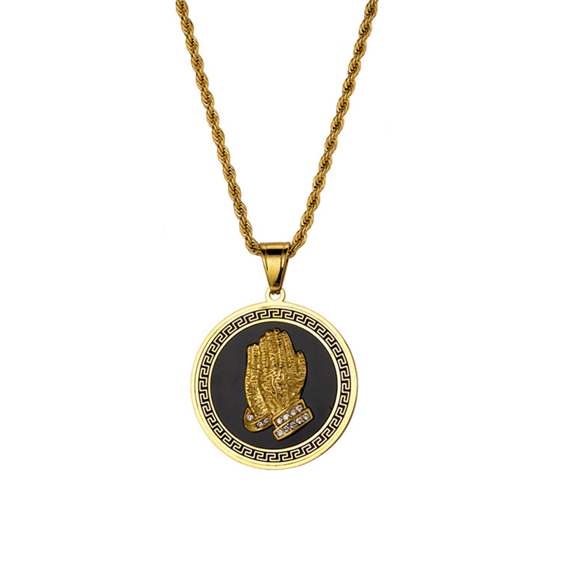 Hip-hop dubbelpalm runda kort halsband