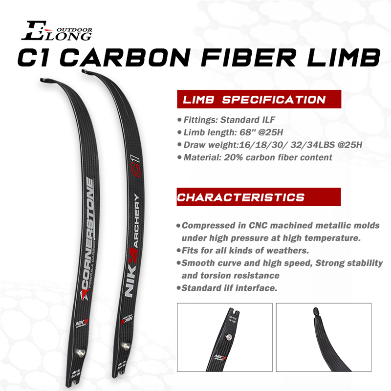 270085 C1 Nika Archery Carbon Fiber Recurve Bow Limb för bågskytte sportmålskytte