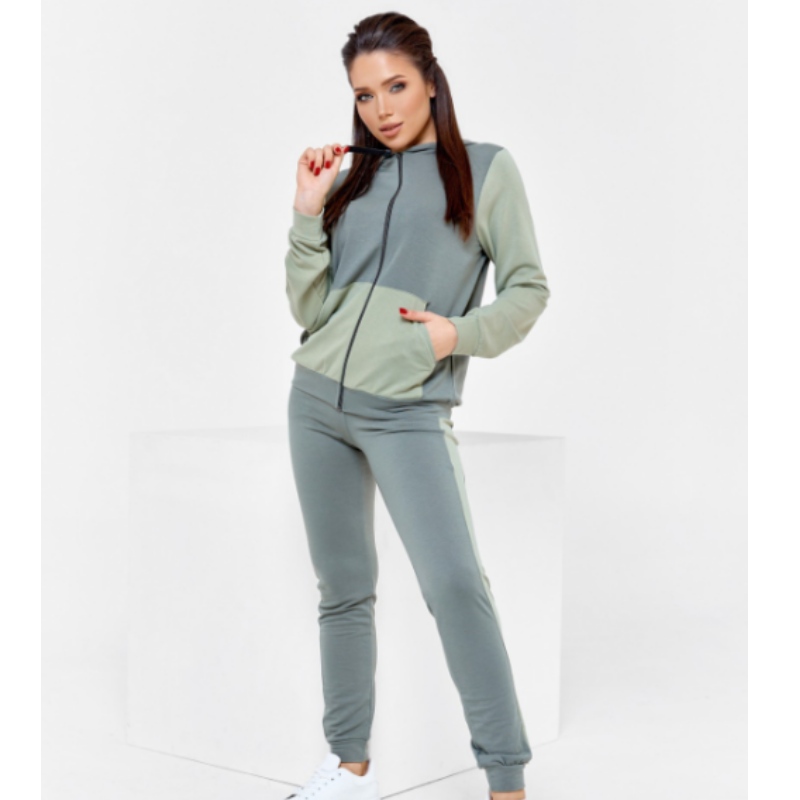 Stickad Zip Sweatshirt med huva och fickor