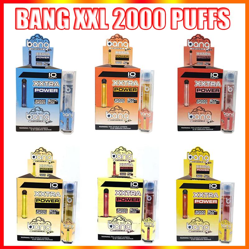 Bang xxl engångsvapen penna elektroniska cigaretter enhet 800mAh batteri 6 ml pods tomma ursprungliga ångor 2000 puffar kit grossist