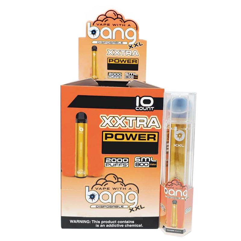 Bang xxl engångsvapen penna elektroniska cigaretter enhet 800mAh batteri 6 ml pods tomma ursprungliga ångor 2000 puffar kit grossist