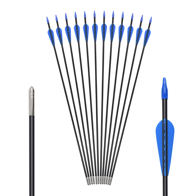 Elong utomhus 110099 ID5mm 28inch glasfiber arrow tiger mönster vinge bågskytte fotografering med