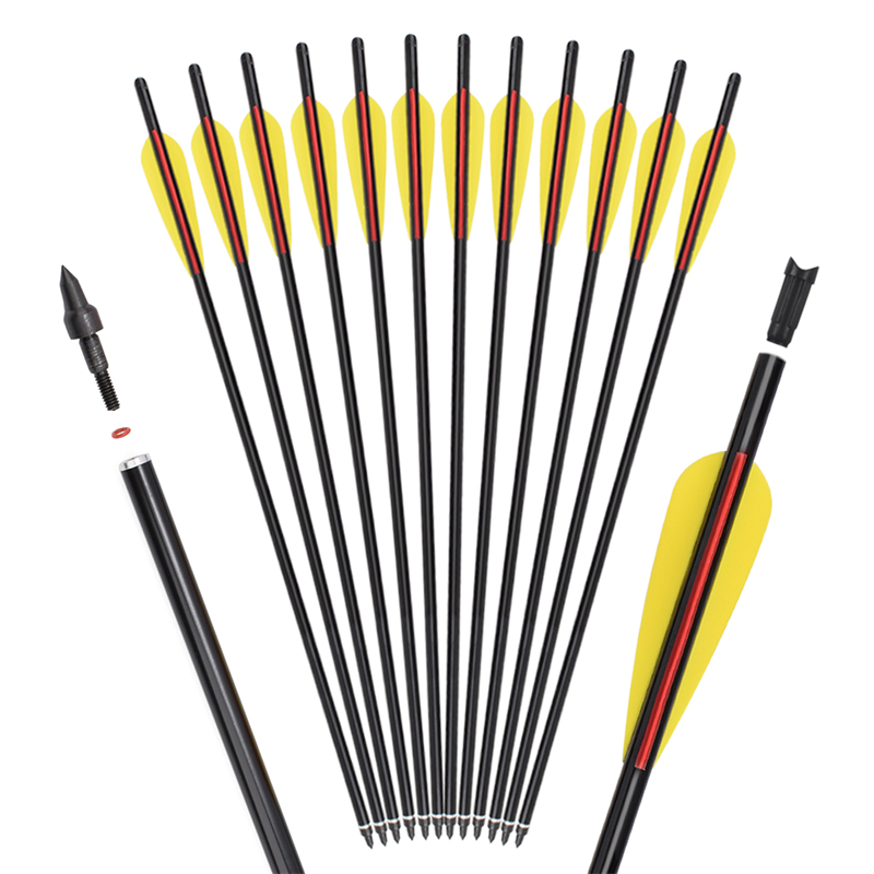 Elong utomhus 116058-01 od8.8mm 16inch aluminium bult tpu skovlar bågskytte crossbow jakt med