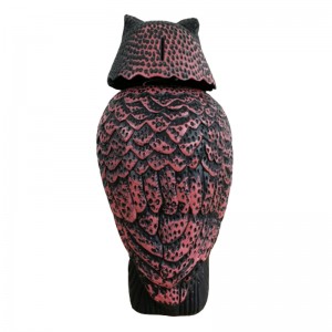 Realistisk fågelskarmar plastuggla fågelskräm med roterande huvud och ljud för trädgårdsgårdsfågelavstötande utomhuspestkontroll