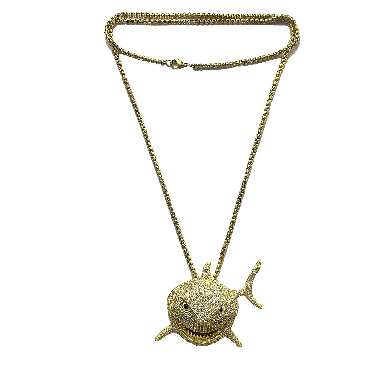 Hip Hop Personality Zircon Shark Pendant