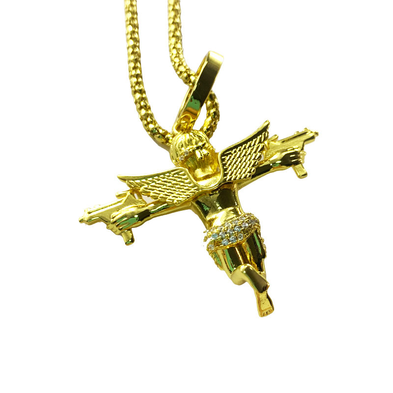 Uzi Double Gun Angel Pendant Halsband