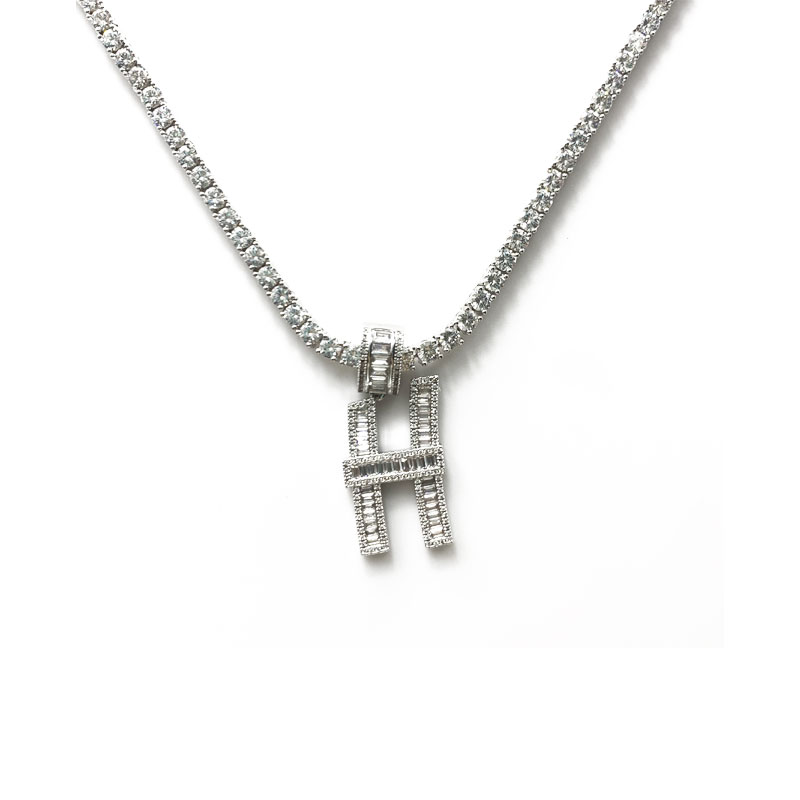 Lady Creative Metal Letter Diamond Pendant Halsband
