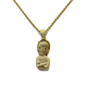 Zircon Solid Explosiv Girl Head Hip Hop Pendant