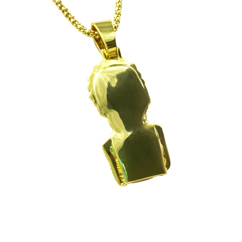 Zircon Solid Explosiv Girl Head Hip Hop Pendant