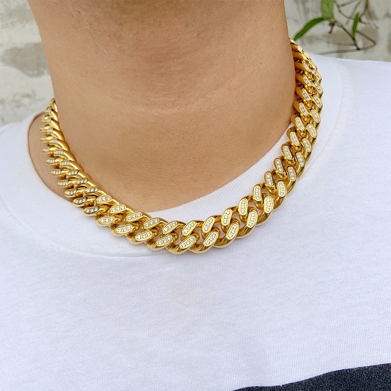 Singelrad 3 Diamond Hip Hop Cuban Chain