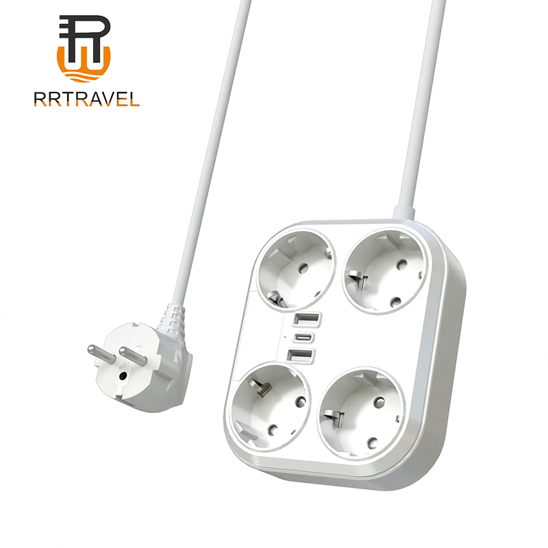 Ny produkt tysk standard med linjekontakt, med USB samt typ-C, tyska Standard Board Ytre radplugg, 110-240V AC Universal Socket