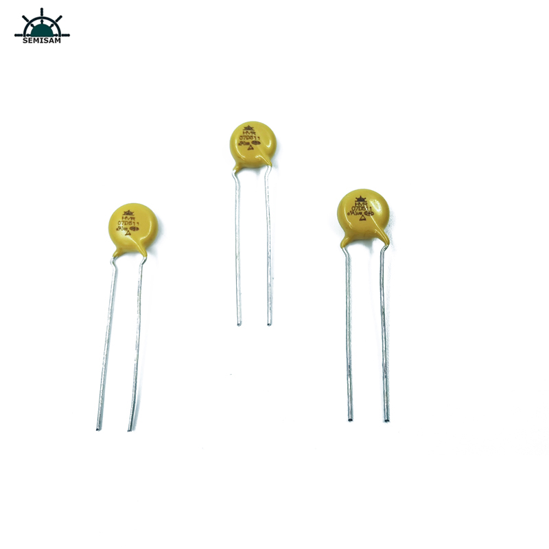 Original Tillverkare Lång bly, Gul kisel MOV 7D511 510V 7mm Motstånd Mov Varistor