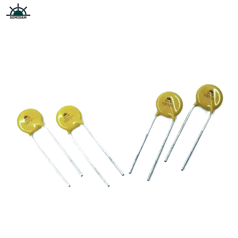 Kina Motstånd leverantör odm gul kisel 10d121 diameter 10 mm metalloxidvaristor för LED-ljus