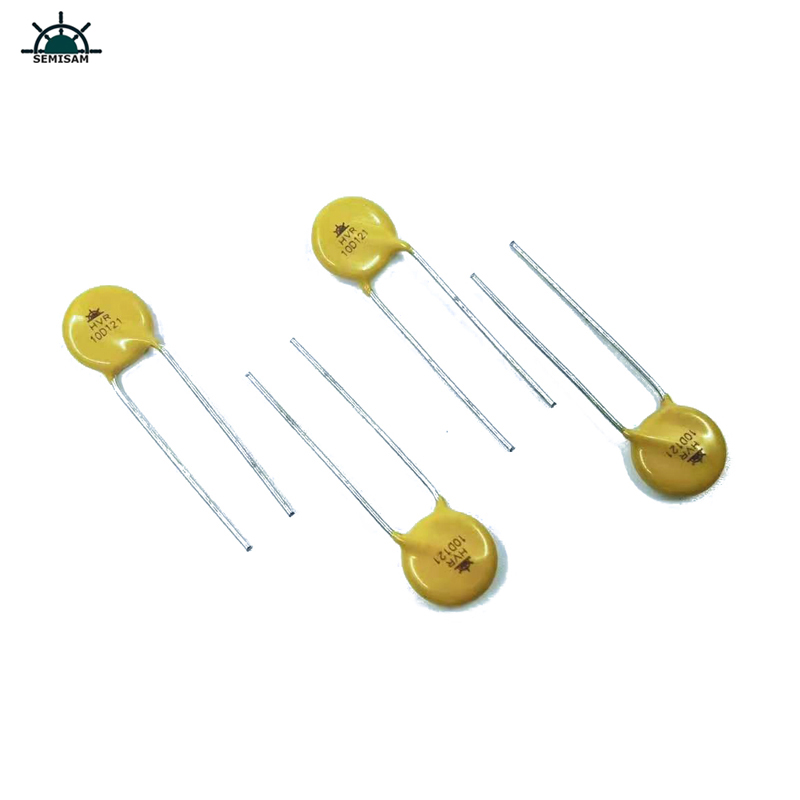 Kina Motstånd leverantör odm gul kisel 10d121 diameter 10 mm metalloxidvaristor för LED-ljus